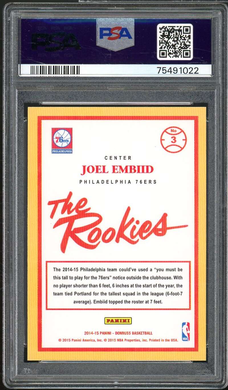 Joel Embiid Rookie Card 2014-15 Donruss The Rookies Swirlorama #3 PSA 9 Image 2