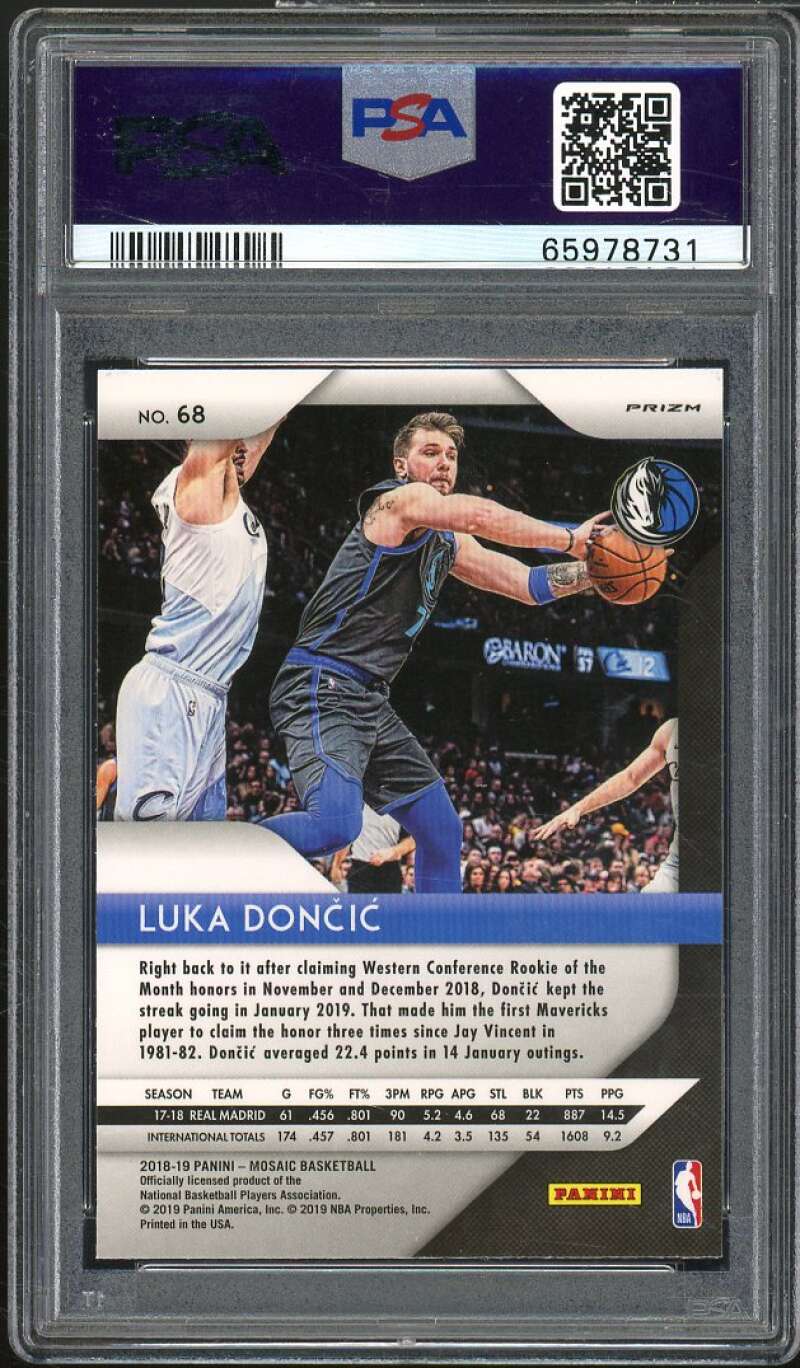 Luka Doncic Rookie Card 2018-19 Panini Prizm Mosaic #68 PSA 10 Image 2