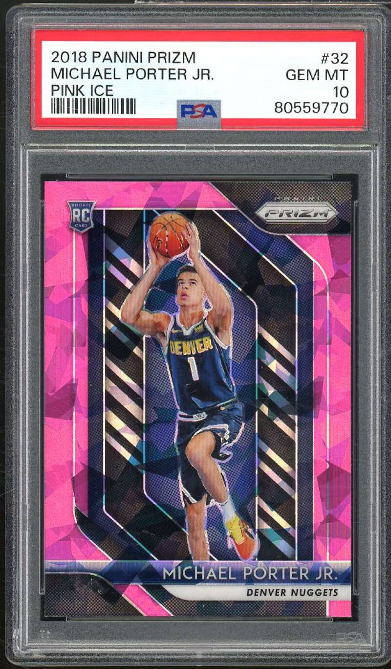 Michael Porter Jr. Rookie Card 2018-19 Panini Prizm Prizms Pink Ice #32 PSA 10 Image 1