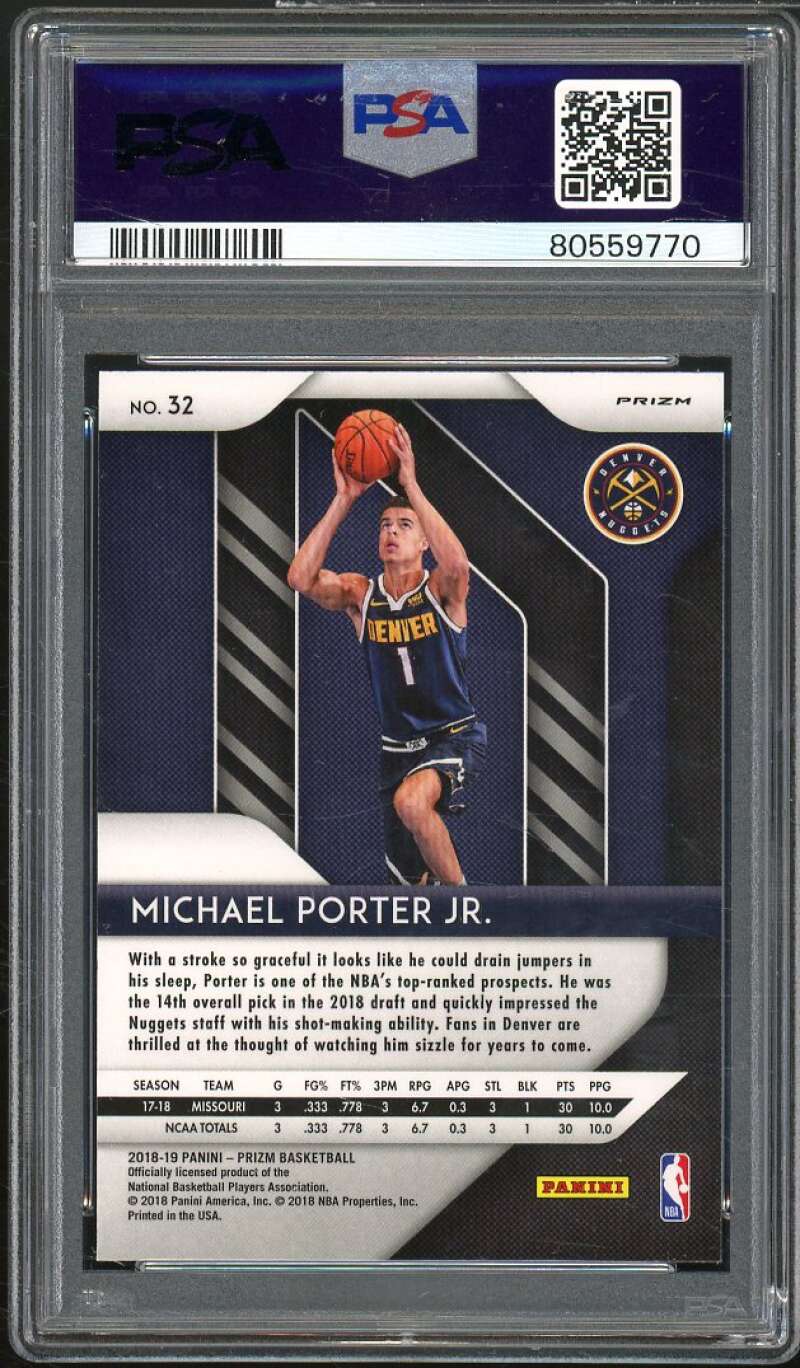 Michael Porter Jr. Rookie Card 2018-19 Panini Prizm Prizms Pink Ice #32 PSA 10 Image 2