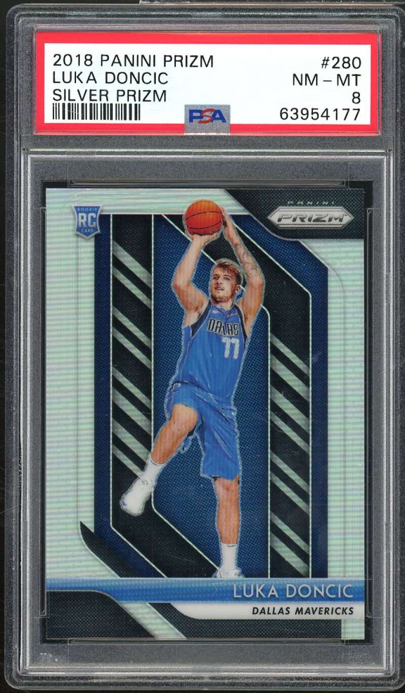 Luka Doncic Rookie Card 2018-19 Panini Prizm Silver #280 PSA 8 Image 1