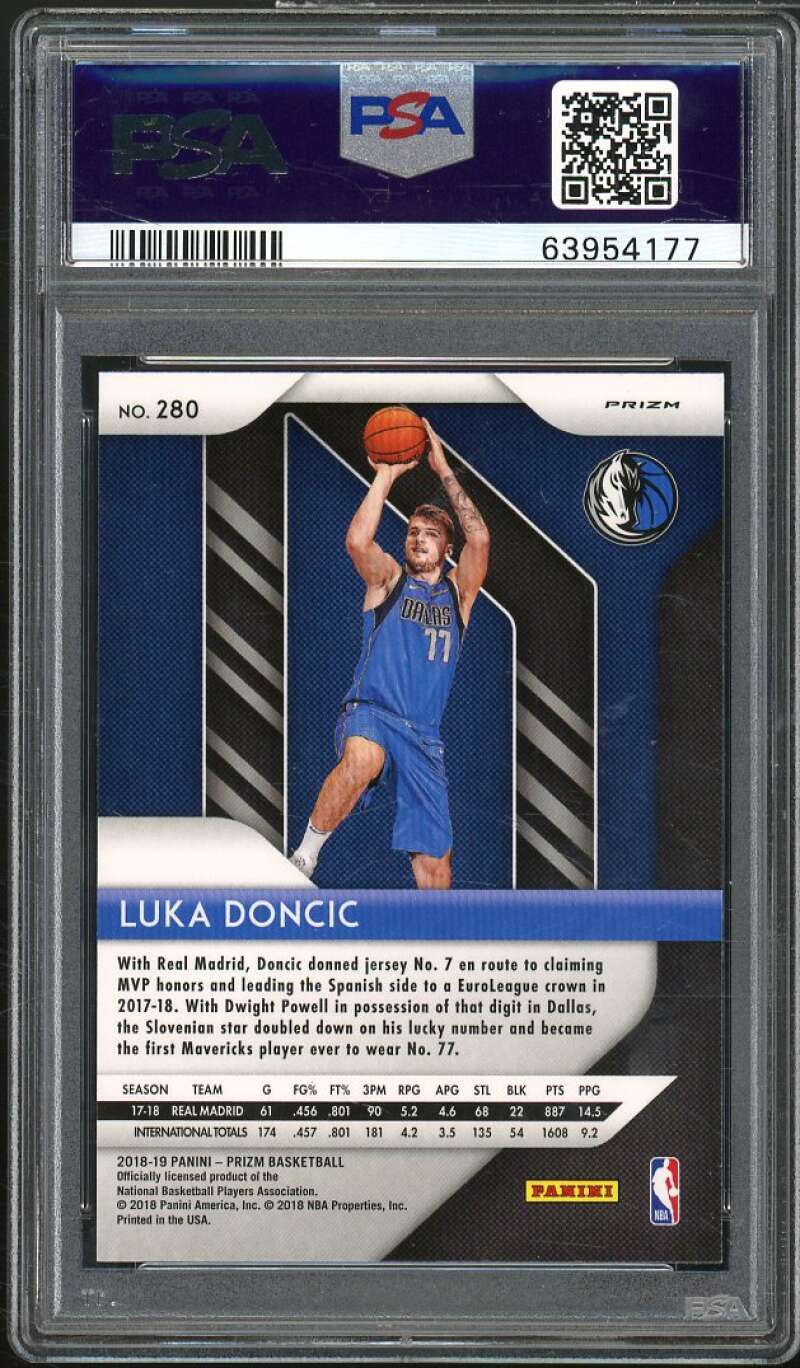 Luka Doncic Rookie Card 2018-19 Panini Prizm Silver #280 PSA 8 Image 2