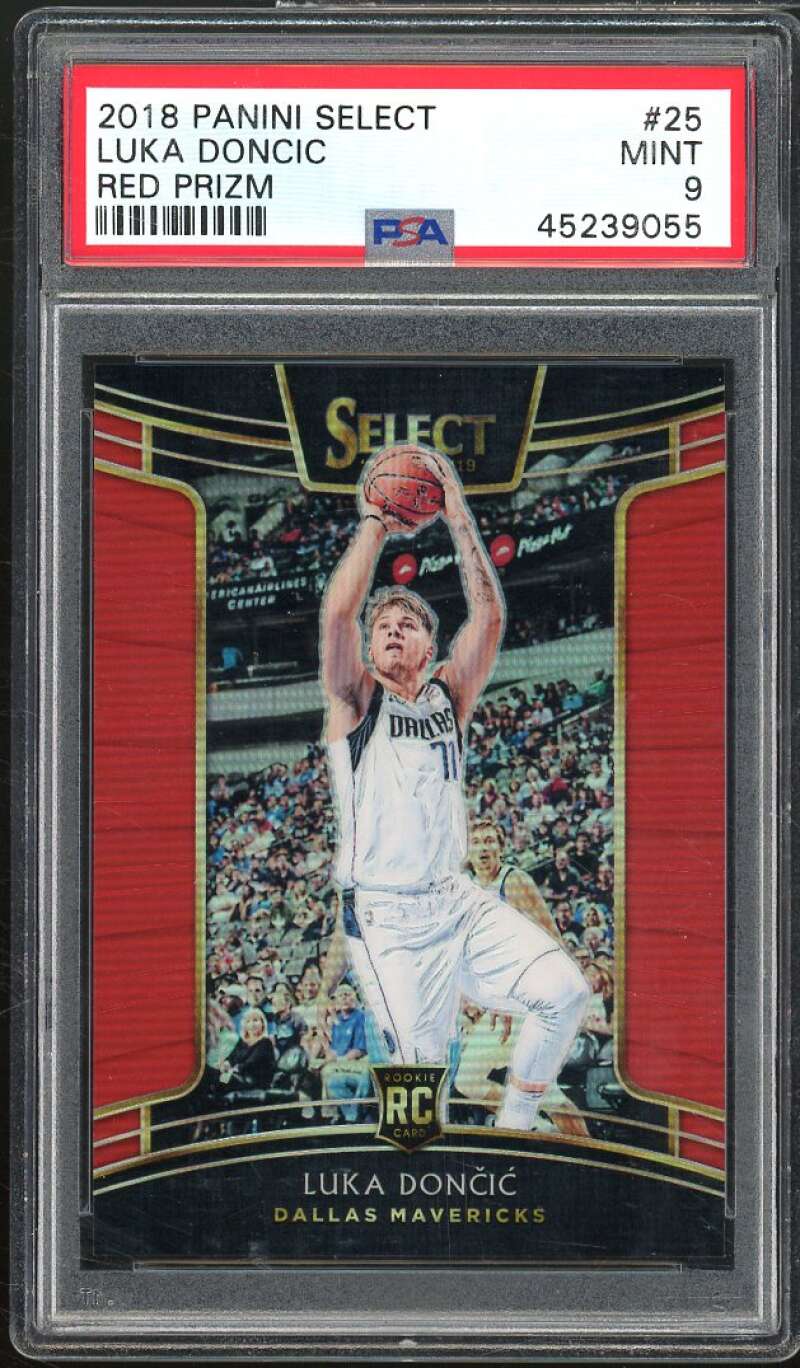 Luka Doncic Rookie Card 2018-19 Panini Select Red Prizm #25 PSA 9 Image 1