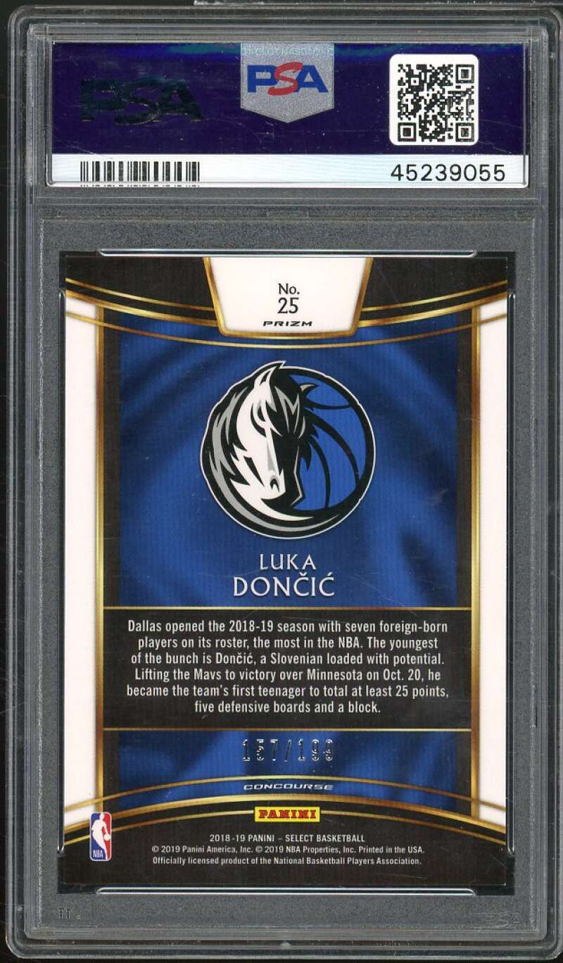 Luka Doncic Rookie Card 2018-19 Panini Select Red Prizm #25 PSA 9 Image 2