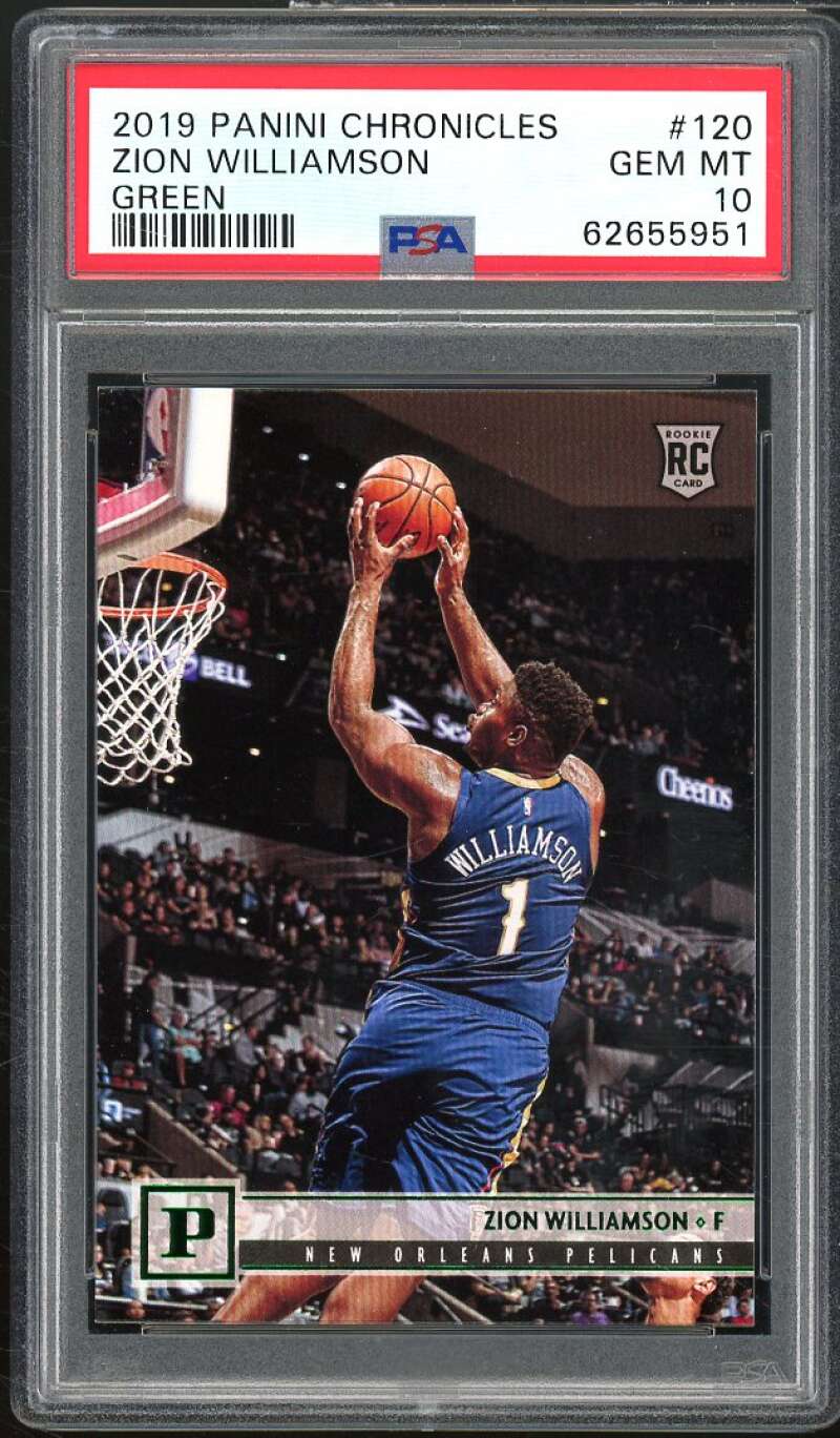 Zion Williamson Rookie Card 2019-20 Panini Chronicles Green #120 PSA 10 Image 1