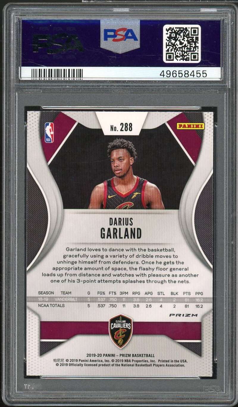 Darius Garland Rookie Card 2019-20 Panini Prizm Prizms Green #288 PSA 10 Image 2