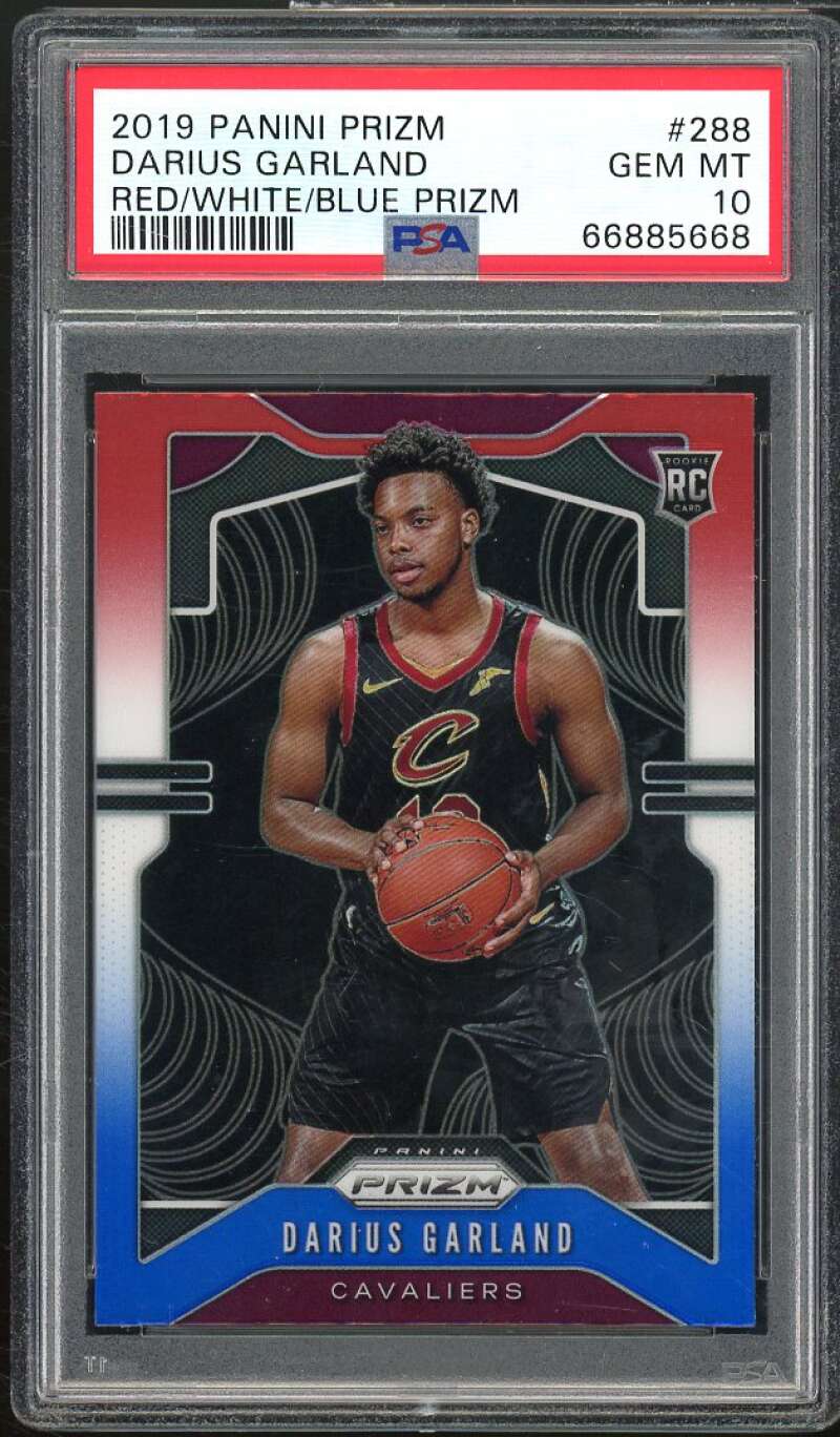 Darius Garland Rookie Card 2019-20 Panini Prizm Red White Blue Prizm #288 PSA 10 Image 1