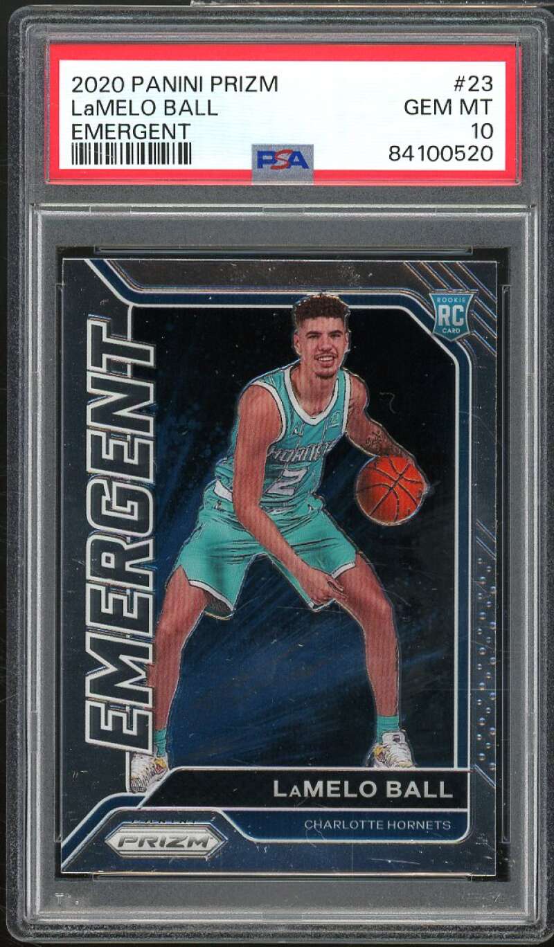 LaMelo Ball Rookie Card 2020-21 Panini Prizm Emergent #23 PSA 10 Image 1