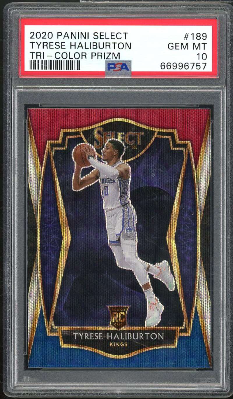 Tyrese Haliburton Rookie Card 2020-21 Panini Select Tri Color Prizm #189 PSA 10 Image 1