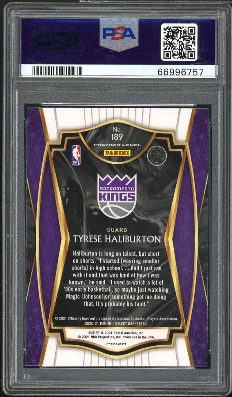 Tyrese Haliburton Rookie Card 2020-21 Panini Select Tri Color Prizm #189 PSA 10 Image 2