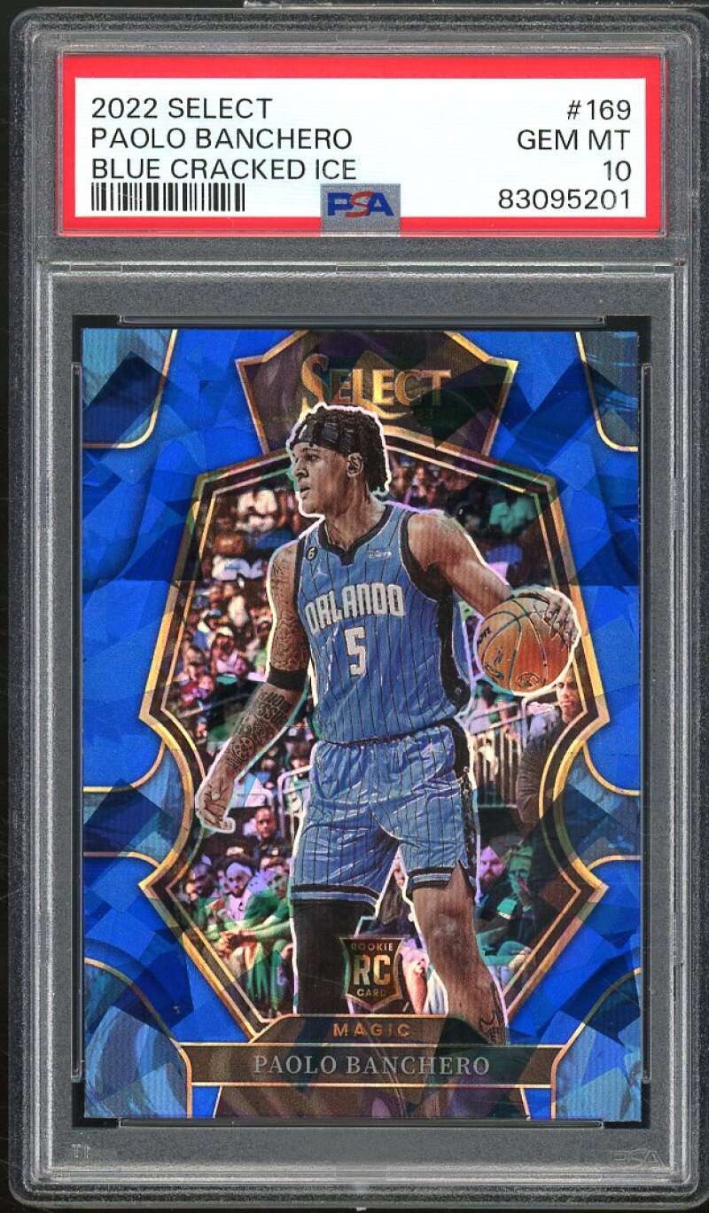 Paolo Banchero Rookie Card 2022-23 Select Blue Cracked Ice #169 PSA 10 Image 1