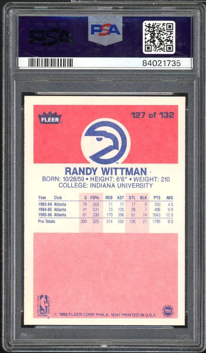 Randy Wittman Card 1986-87 Fleer #127 PSA 10 Image 2