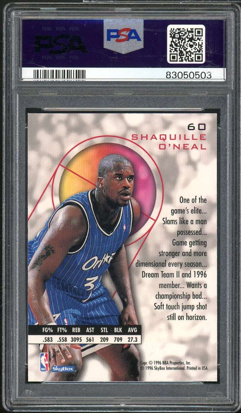 Shaquille O'Neal Card 1995-96 SkyBox E-XL #60 PSA 9 Image 2