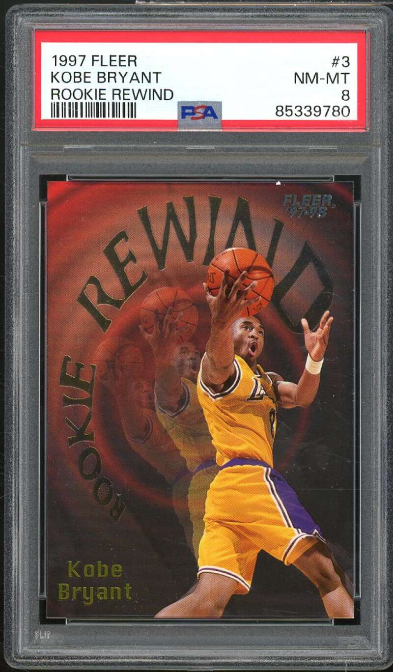 Kobe Bryant Card 1997-98 Fleer Rookie Rewind #3 PSA 8 Image 1