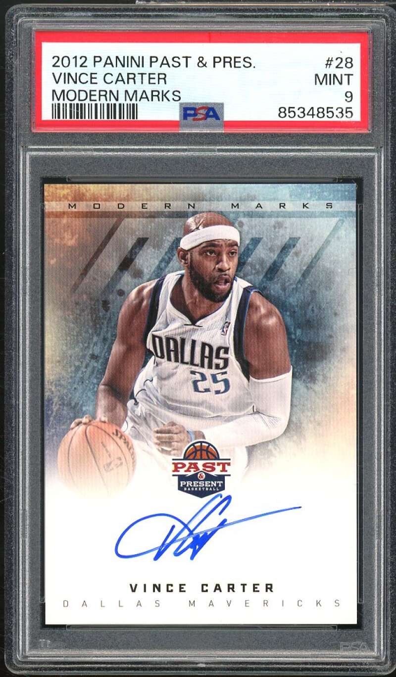 Vince Carter Card 2012-13 Panini Past Present Modern Marks Autographs #28 PSA 9 Image 1