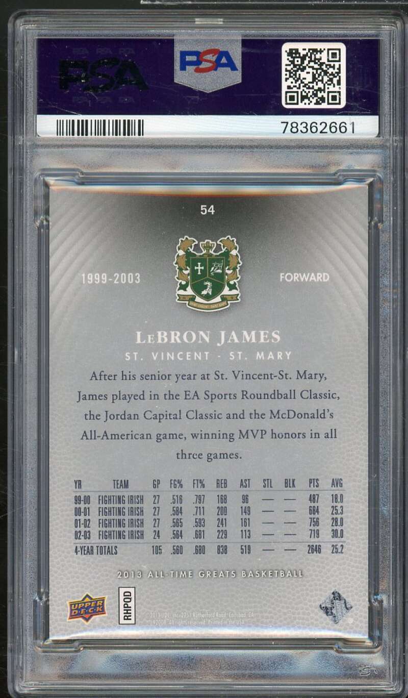 LeBron James Card 2013-14 Upper Deck All Time Greats #54 PSA 8.5 Image 2