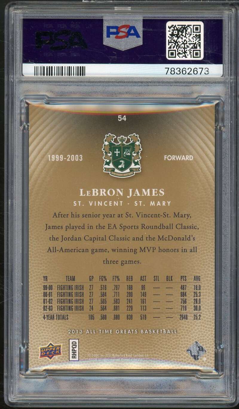 LeBron James Card 2013-14 Upper Deck All Time Greats Silver Spectrum #54 PSA 7.5 Image 2