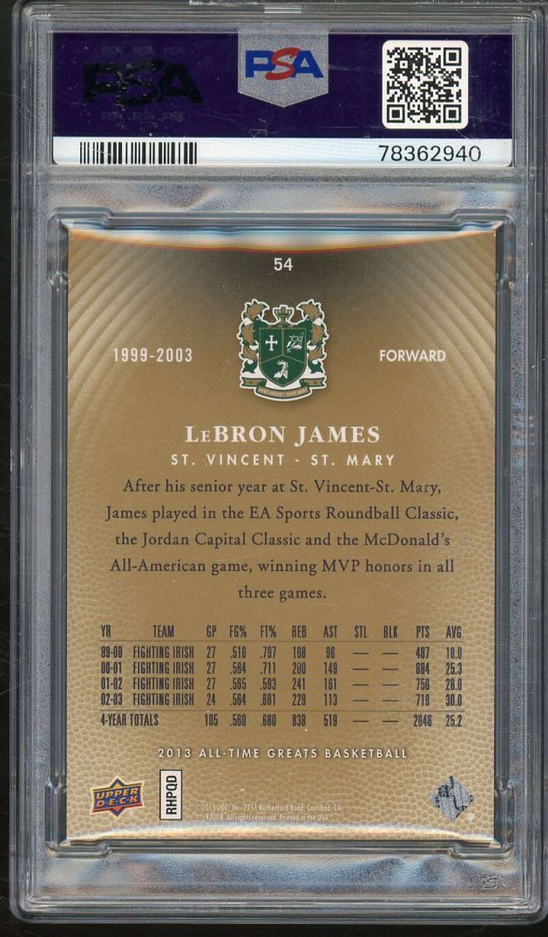 LeBron James Card 2013-14 Upper Deck All Time Greats Silver Spectrum #54 PSA 8.5 Image 2