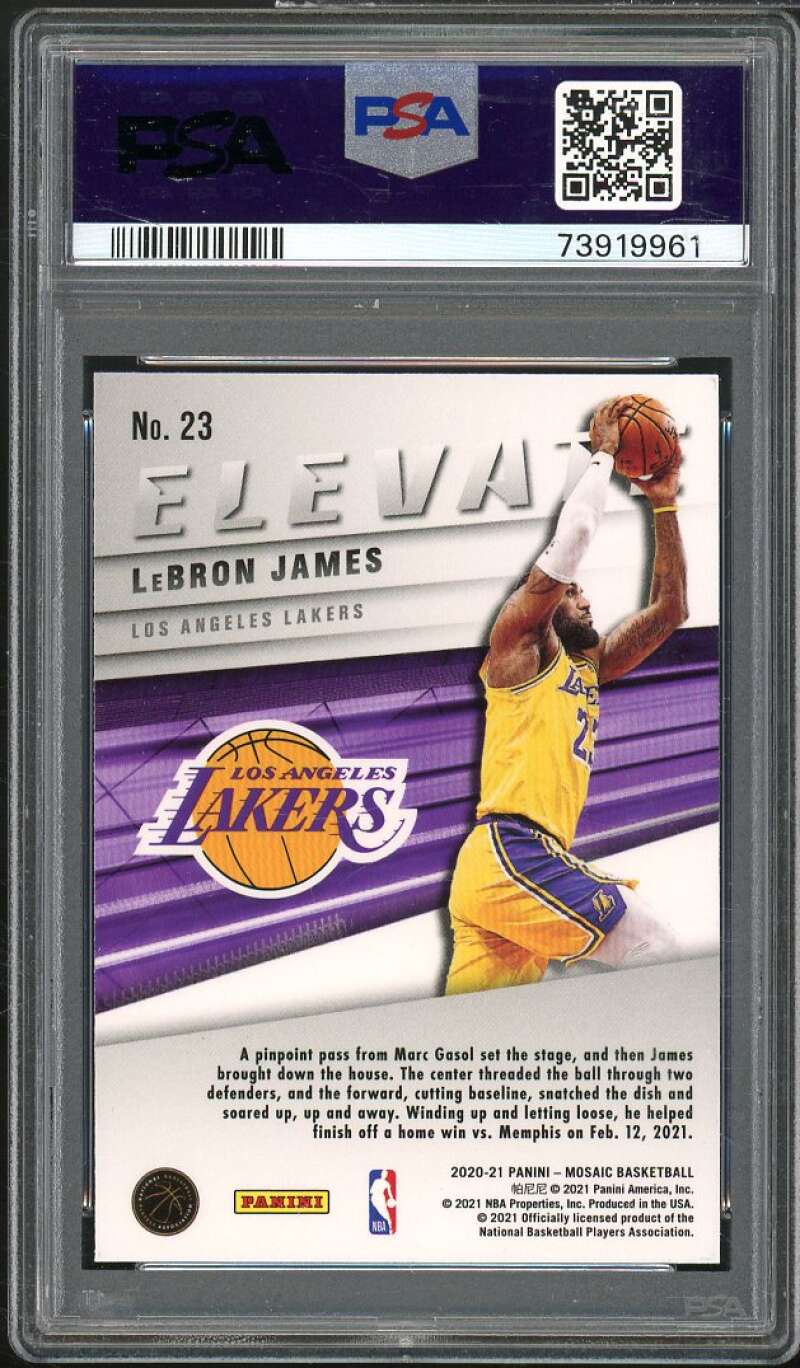 LeBron James Card 2021-22 Panini Mosaic #23 PSA 10 Image 2