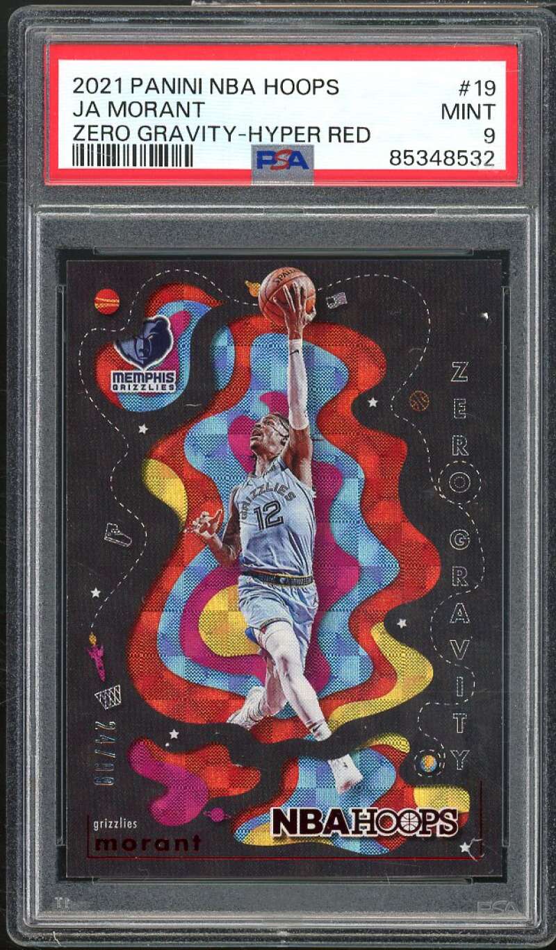 Ja Morant Card 2021-22 Panini NBA Hoops Zero Gravity Hyper Red #19 PSA 9 Image 1