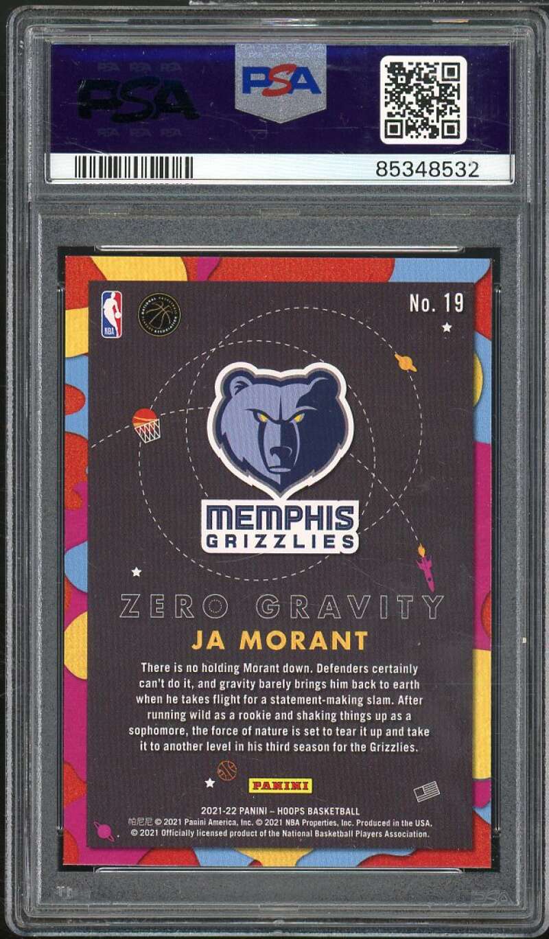 Ja Morant Card 2021-22 Panini NBA Hoops Zero Gravity Hyper Red #19 PSA 9 Image 2