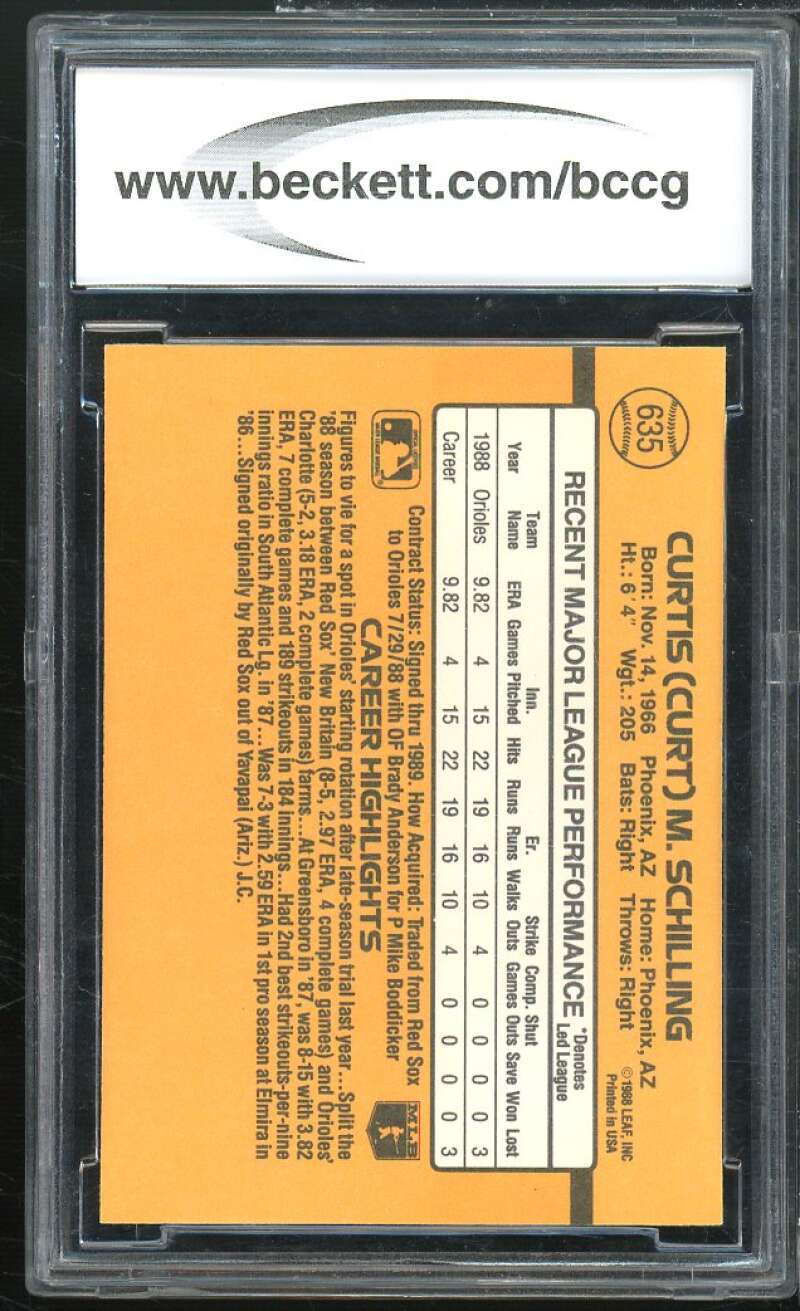 Curt Schilling Rookie Card 1989 Donruss #635 BGS BCCG 10 Image 2