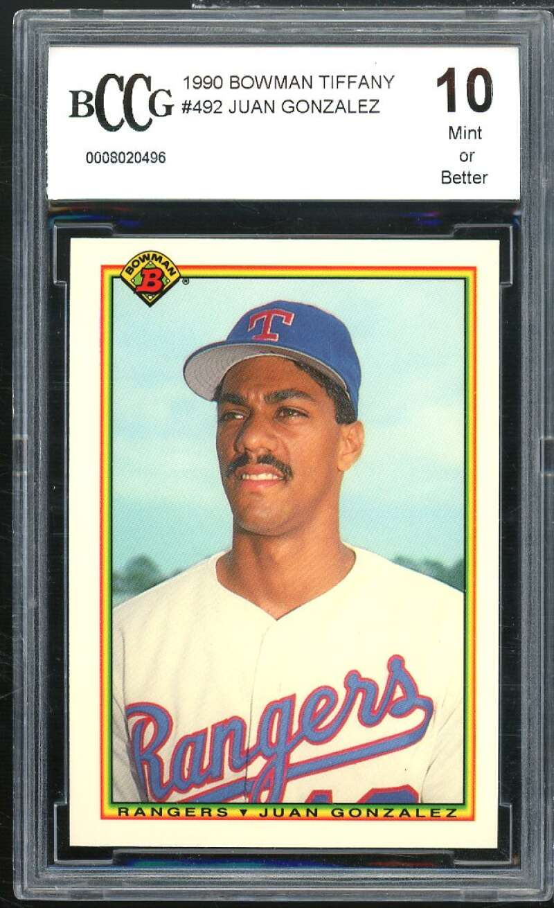 Juan Gonzalez Rookie Card 1990 Bowman Tiffany #492 BGS BCCG 10 Image 1