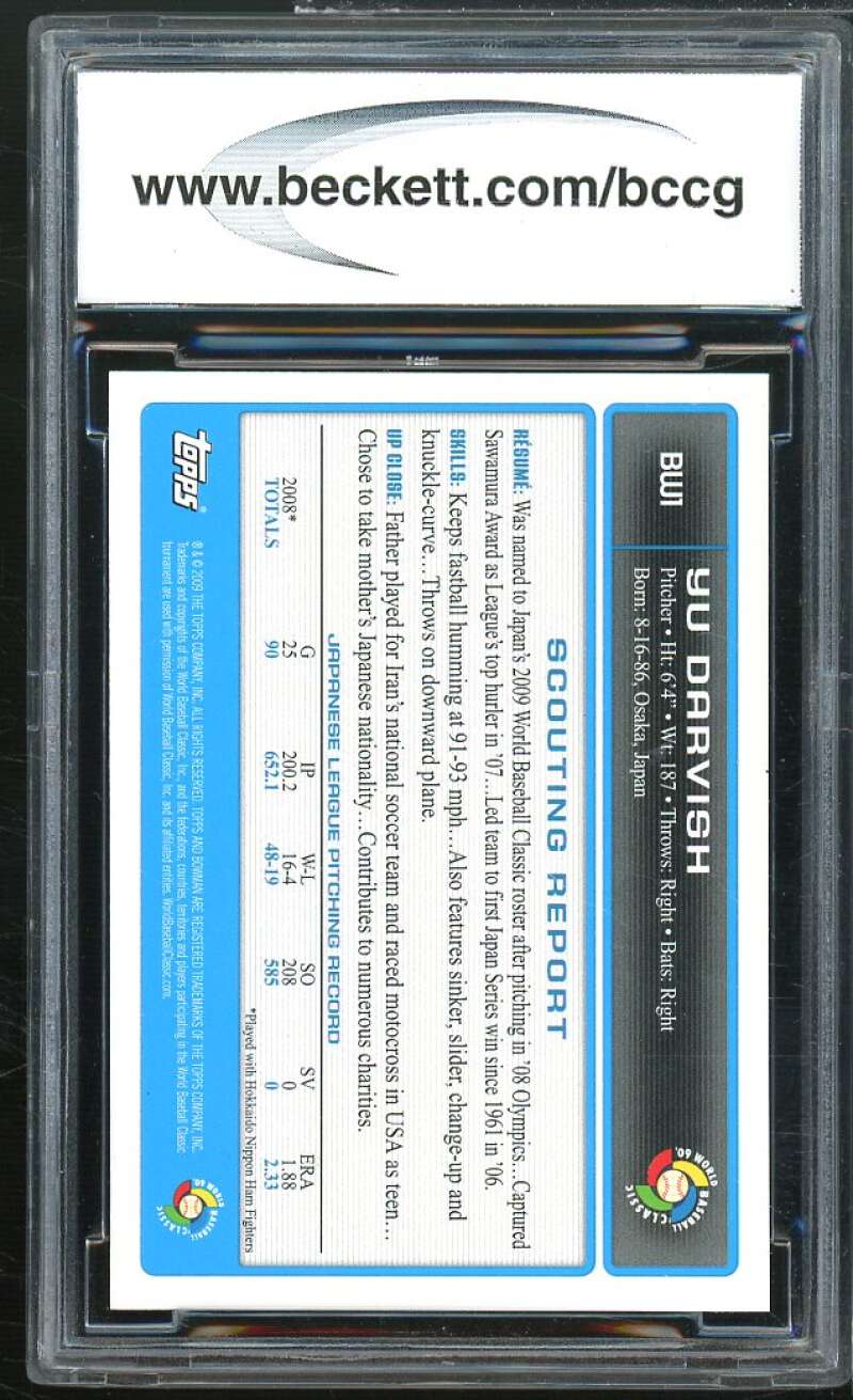 Yu Darvish Rookie Card 2009 Bowman WBC Prospects #BW1 BGS BCCG 10 Image 2