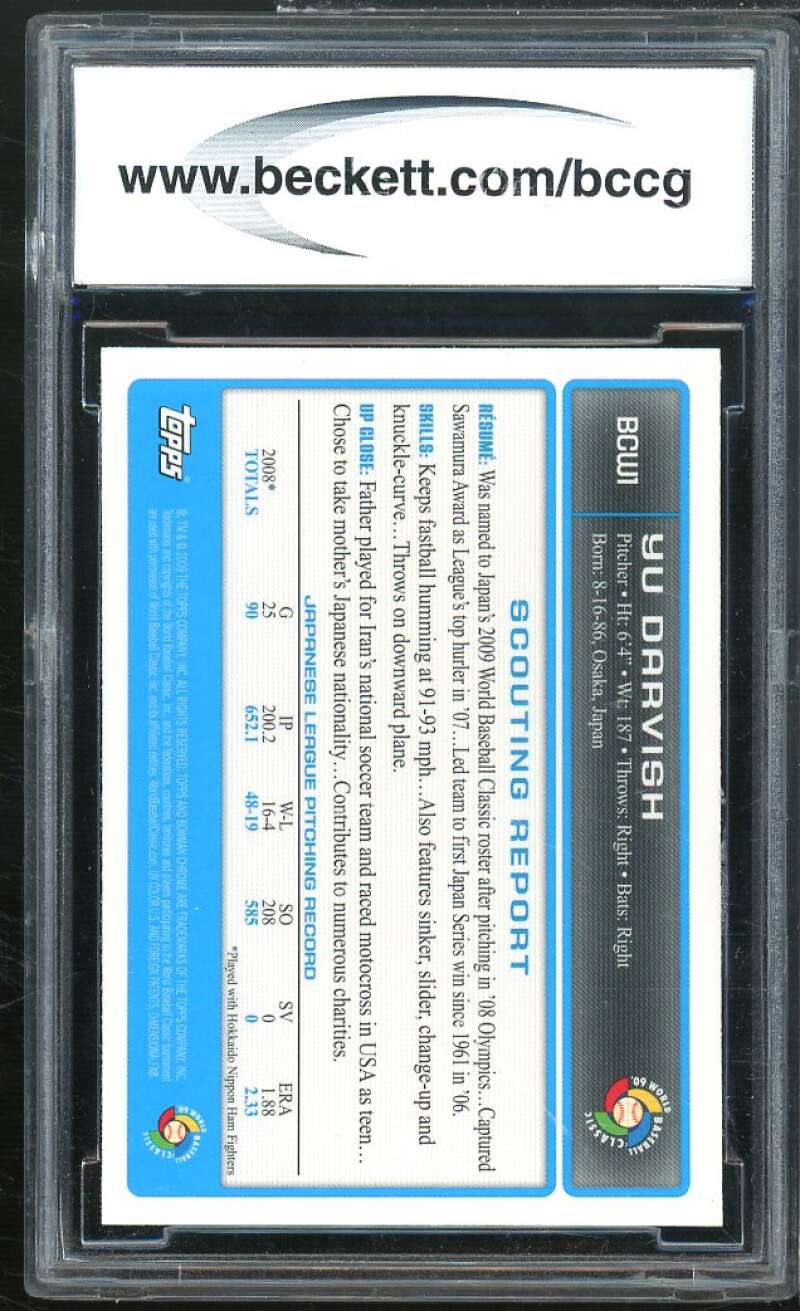 Yu Darvish Rookie Card 2009 Bowman Chrome WBC Prospects #BCW1 BGS BCCG 10 Image 2