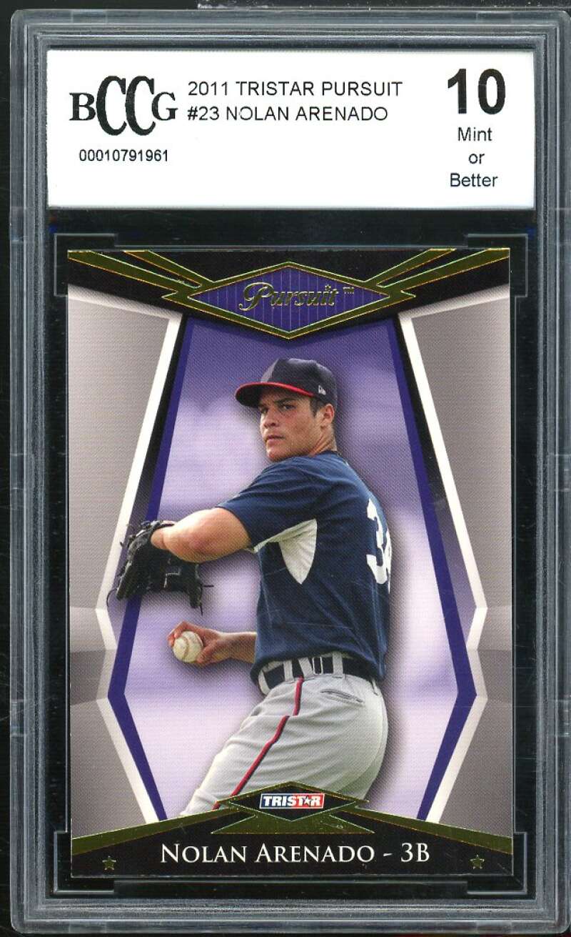 Nolan Arenado Rookie Card 2011 TriStar Pursuit #23 BGS BCCG 10 Image 1