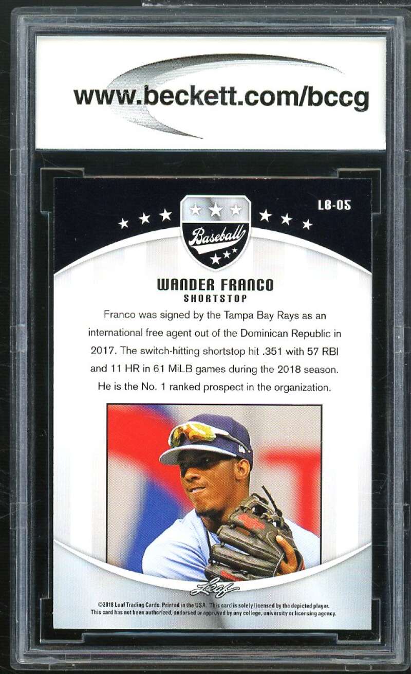 Wander Franco Rookie Card 2018 Leaf #LB05 BGS BCCG 10 Image 2