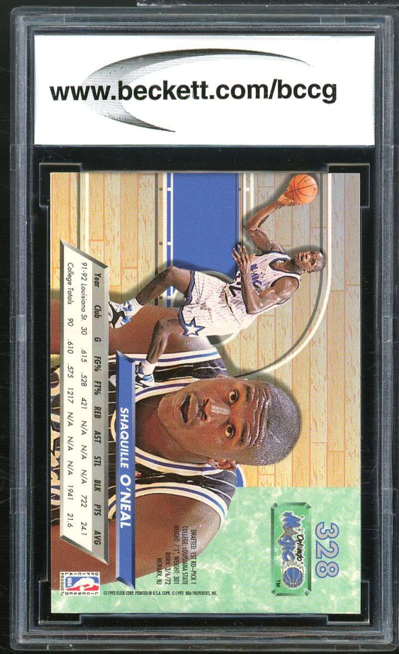 Shaquille O'neal Rookie Card 1992-93 Ultra #328 BGS BCCG 9 Image 2