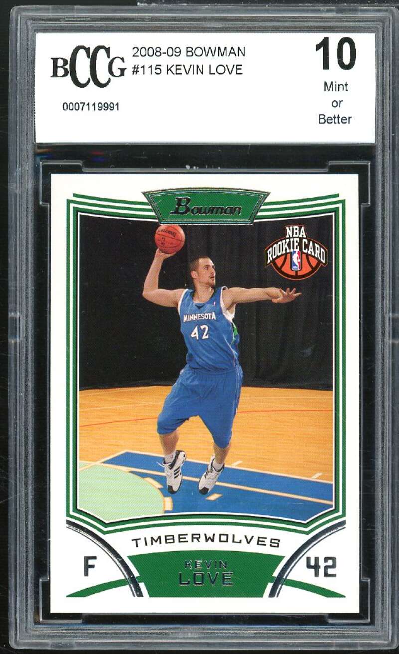 Kevin Love Rookie Card 2008-09 Bowman #115 BGS BCCG 10 Image 1