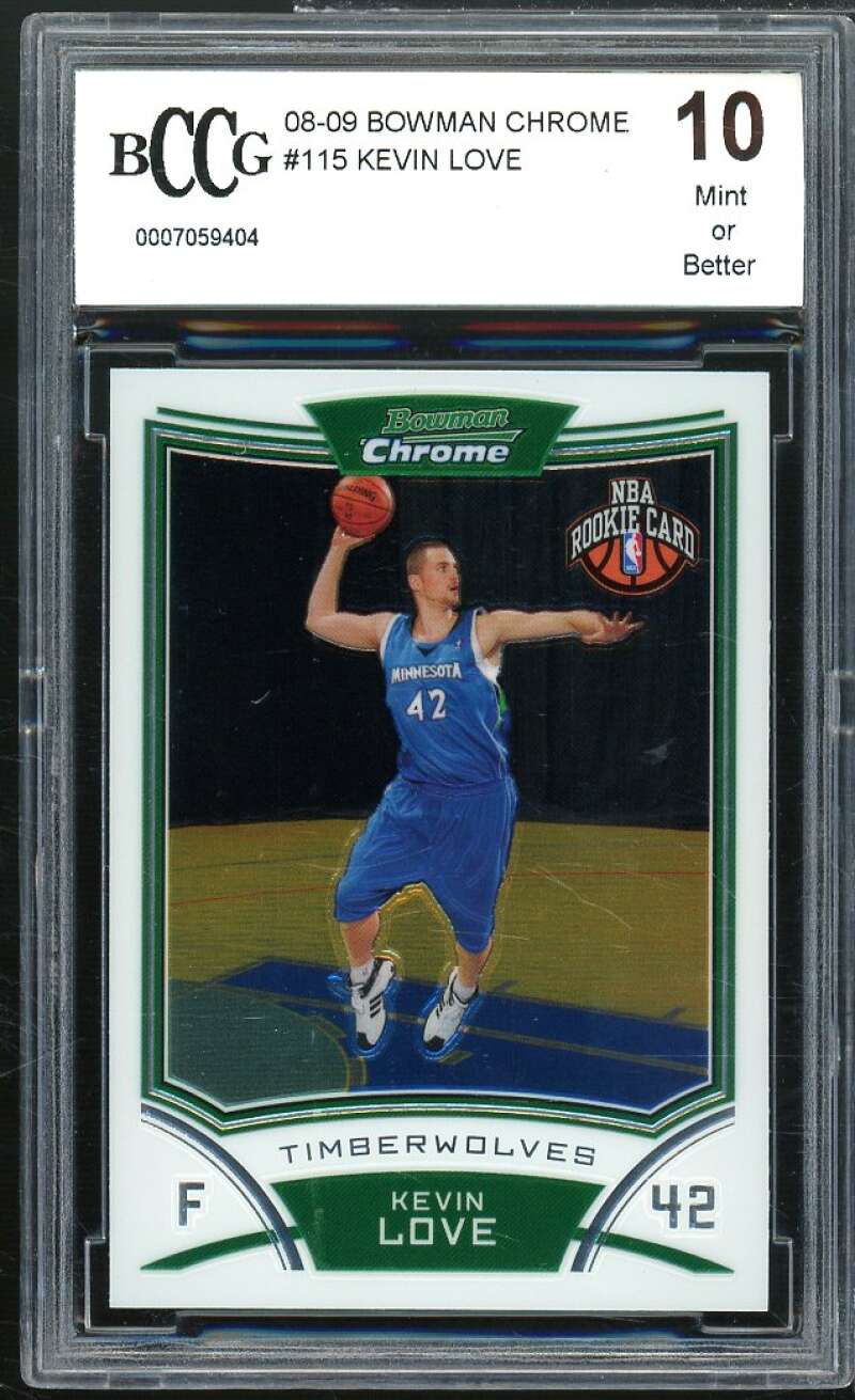 Kevin Love Rookie Card 2008-09 Bowman Chrome #115 BGS BCCG 10 Image 1