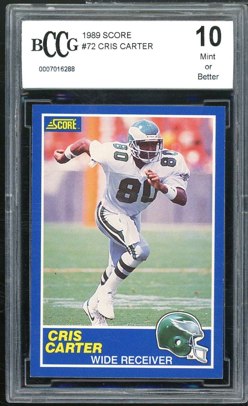 Cris Carter Rookie Card 1989 Score #72 BGS BCCG 10 Image 1