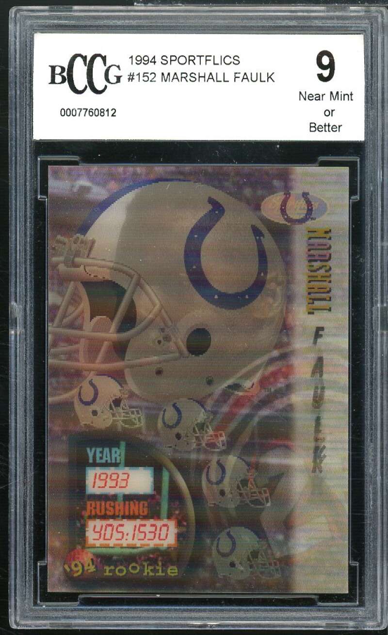 Marshall Faulk Rookie Card 1994 Sportflics #152 BGS BCCG 9 Image 1