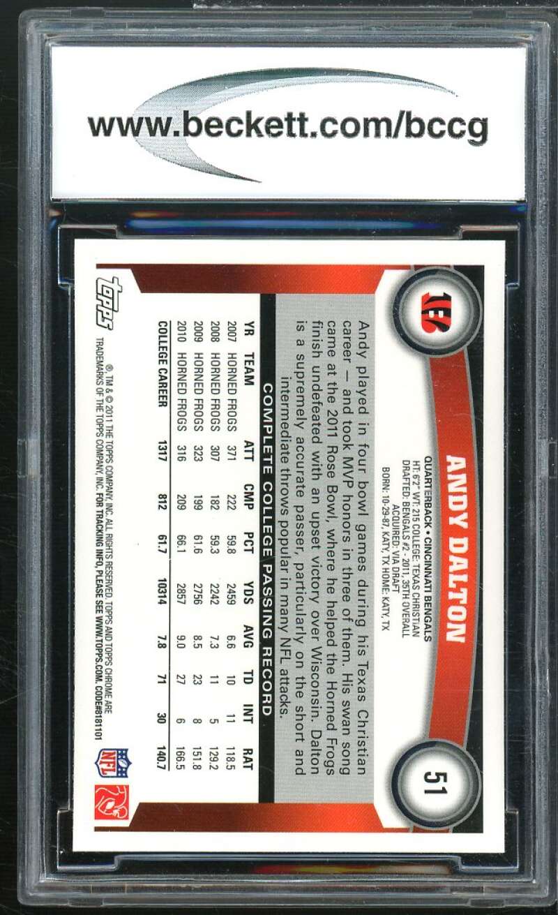 Andy Dalton Rookie Card 2011 Topps Chrome #51A BGS BCCG 9 Image 2