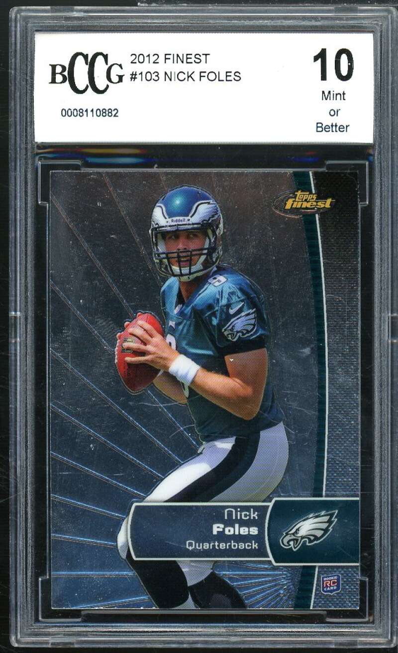 Nick Foles Rookie Card 2012 Finest #103 BGS BCCG 10 Image 1