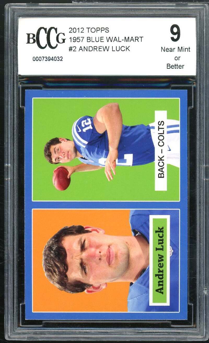 Andrew Luck Rookie Card 2012 Topps 1957 Blue Wal-Mart #2 BGS BCCG 9 Image 1