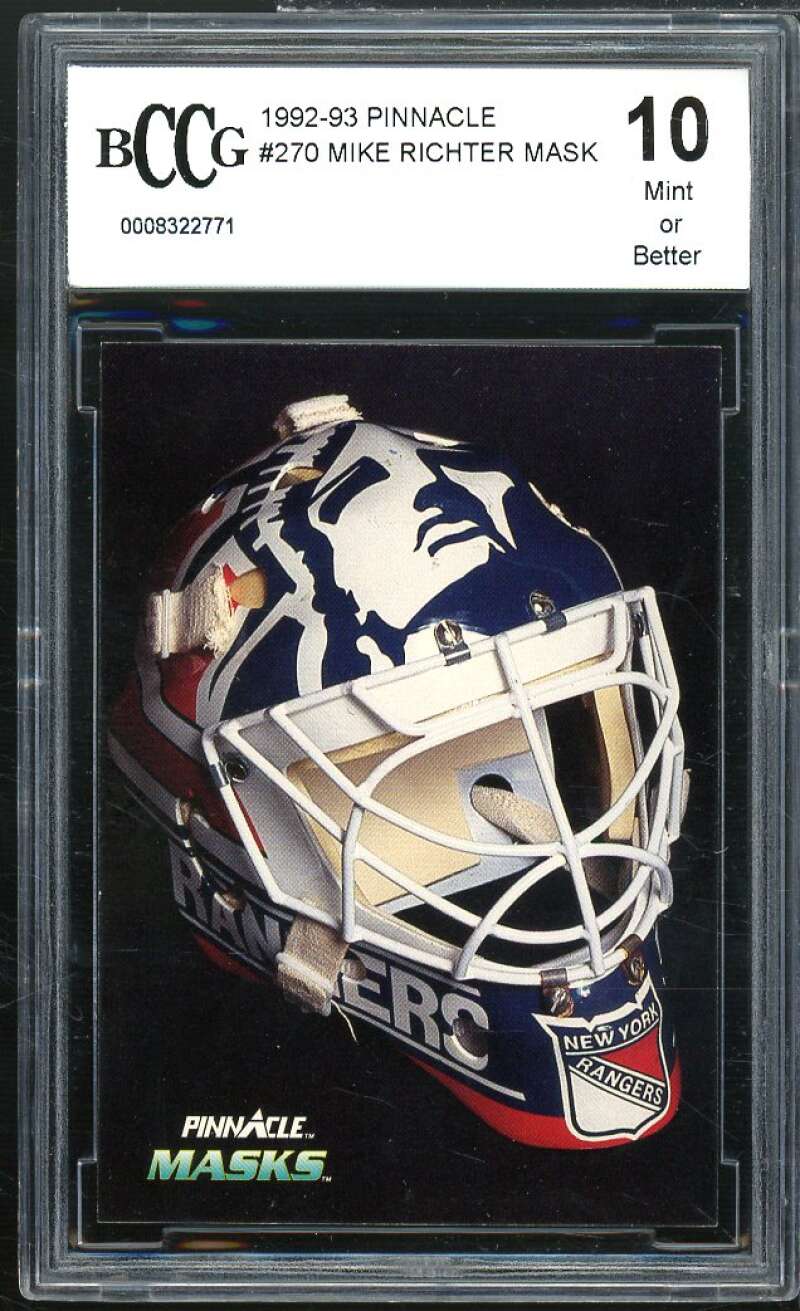 Mike Richter Mask Card 1992-93 Pinnacle #270 BGS BCCG 10 Image 1