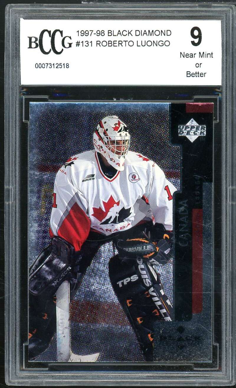 Roberto Luongo Rookie Card 1997-98 Upper Deck Black Diamond #131 BGS BCCG 9 Image 1