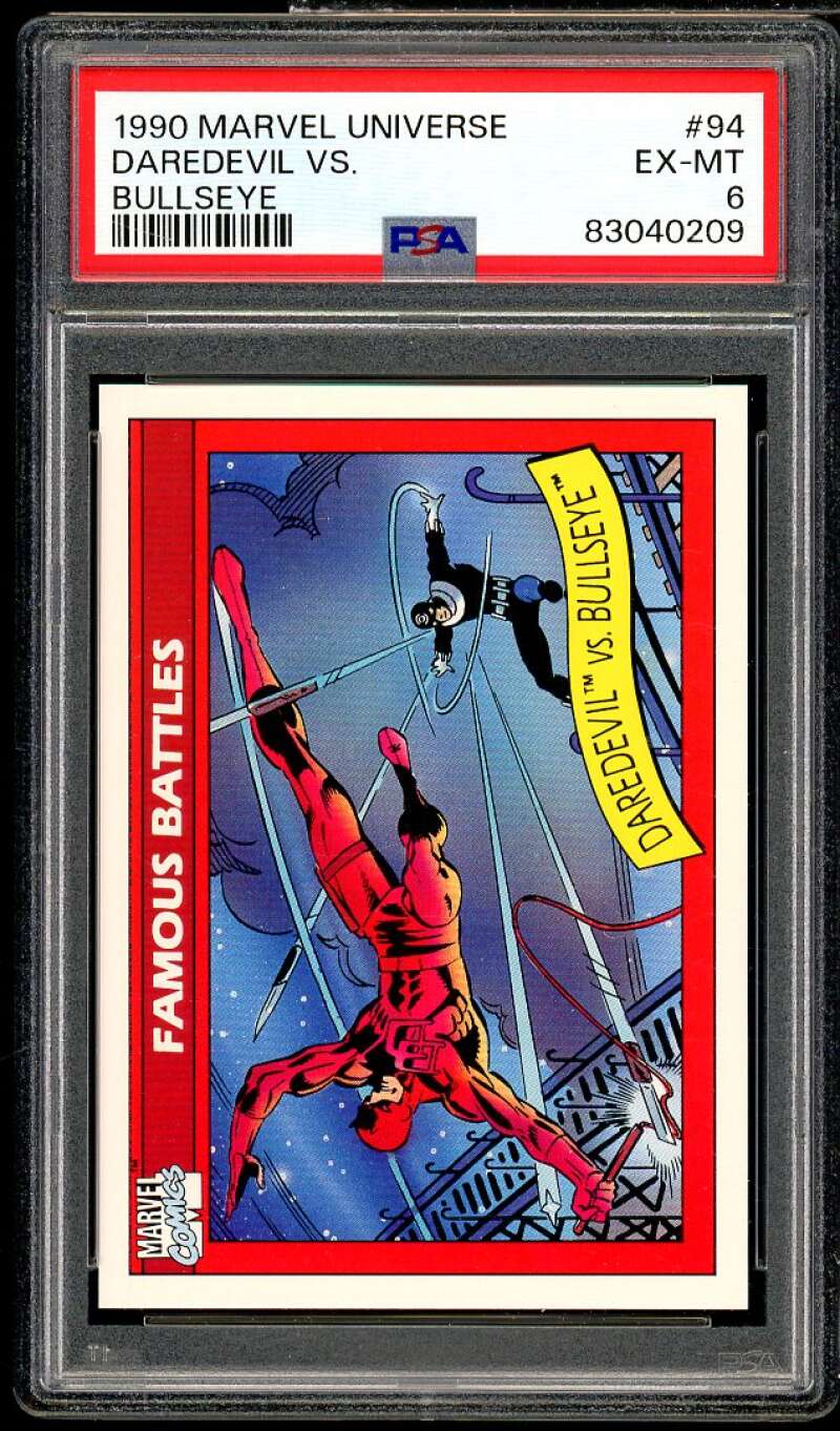 Daredevil vs Bullseye Card 1990 Marvel Universe #94 PSA 6 Image 1