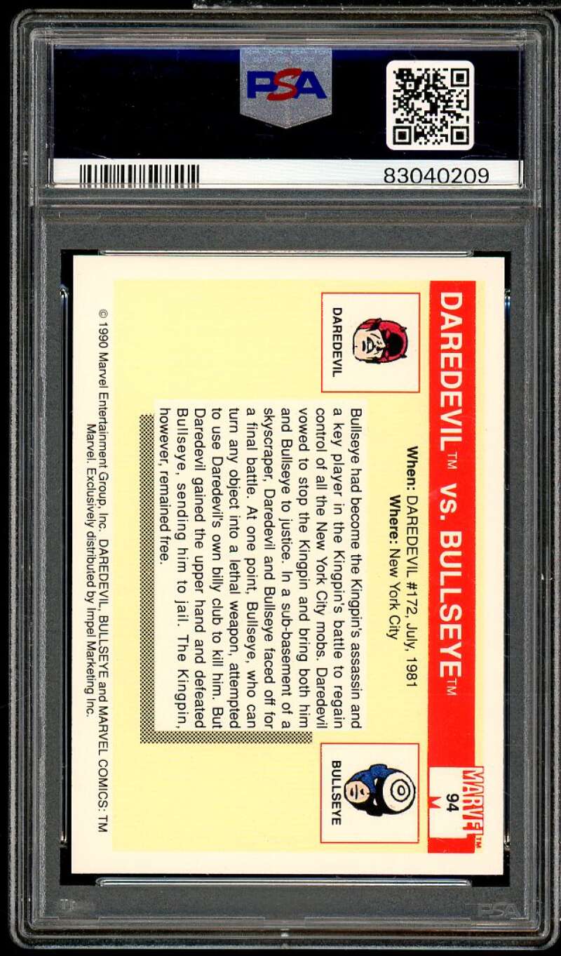 Daredevil vs Bullseye Card 1990 Marvel Universe #94 PSA 6 Image 2