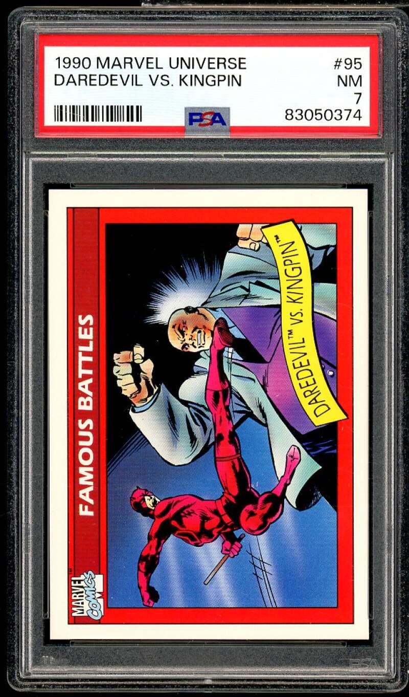 Daredevil vs Kingpin Card 1990 Marvel Universe #95 PSA 7 Image 1