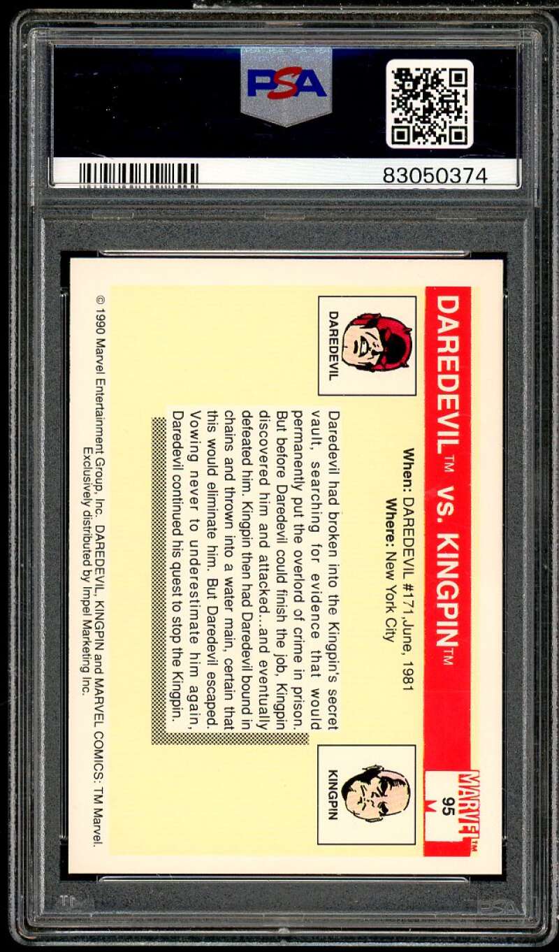 Daredevil vs Kingpin Card 1990 Marvel Universe #95 PSA 7 Image 2