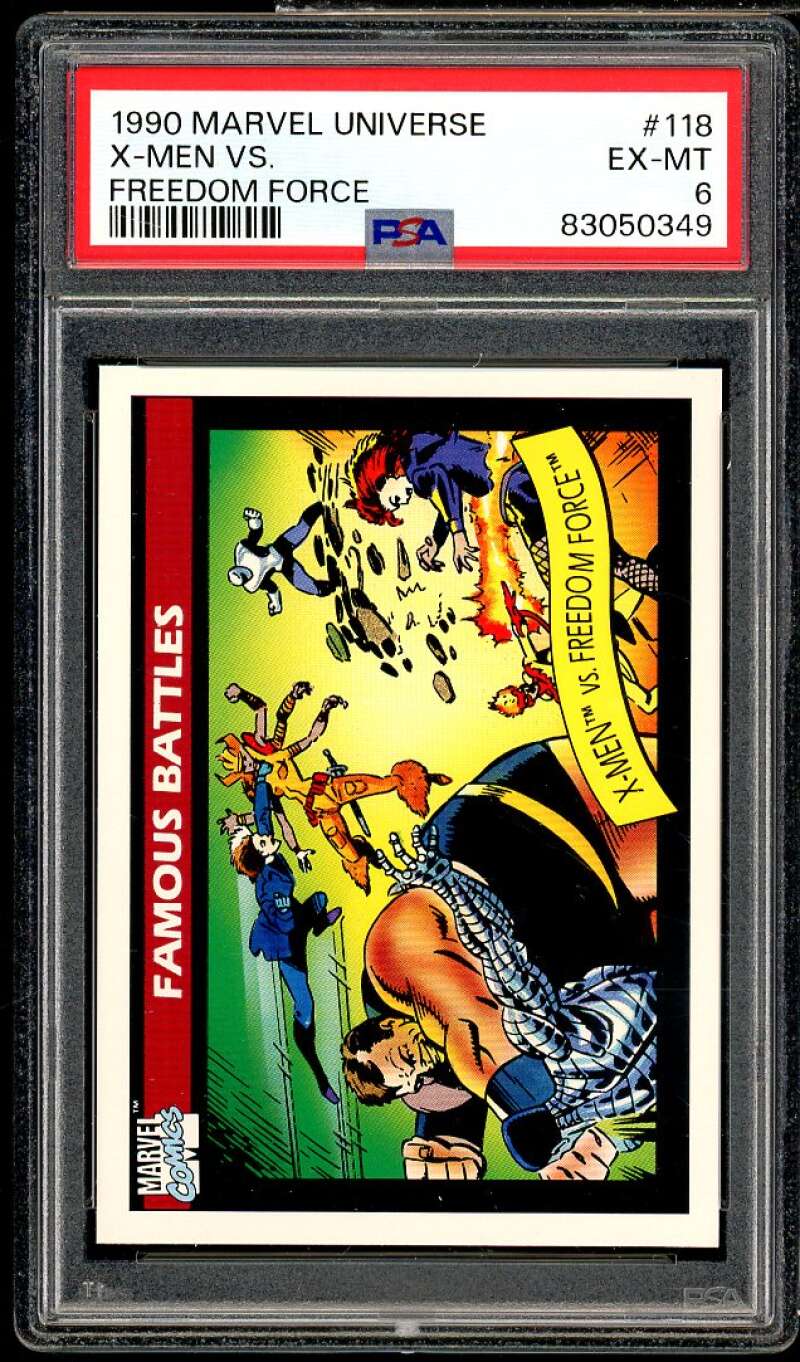 X-Men vs Freecom Force Card 1990 Marvel Universe #118 PSA 6 Image 1