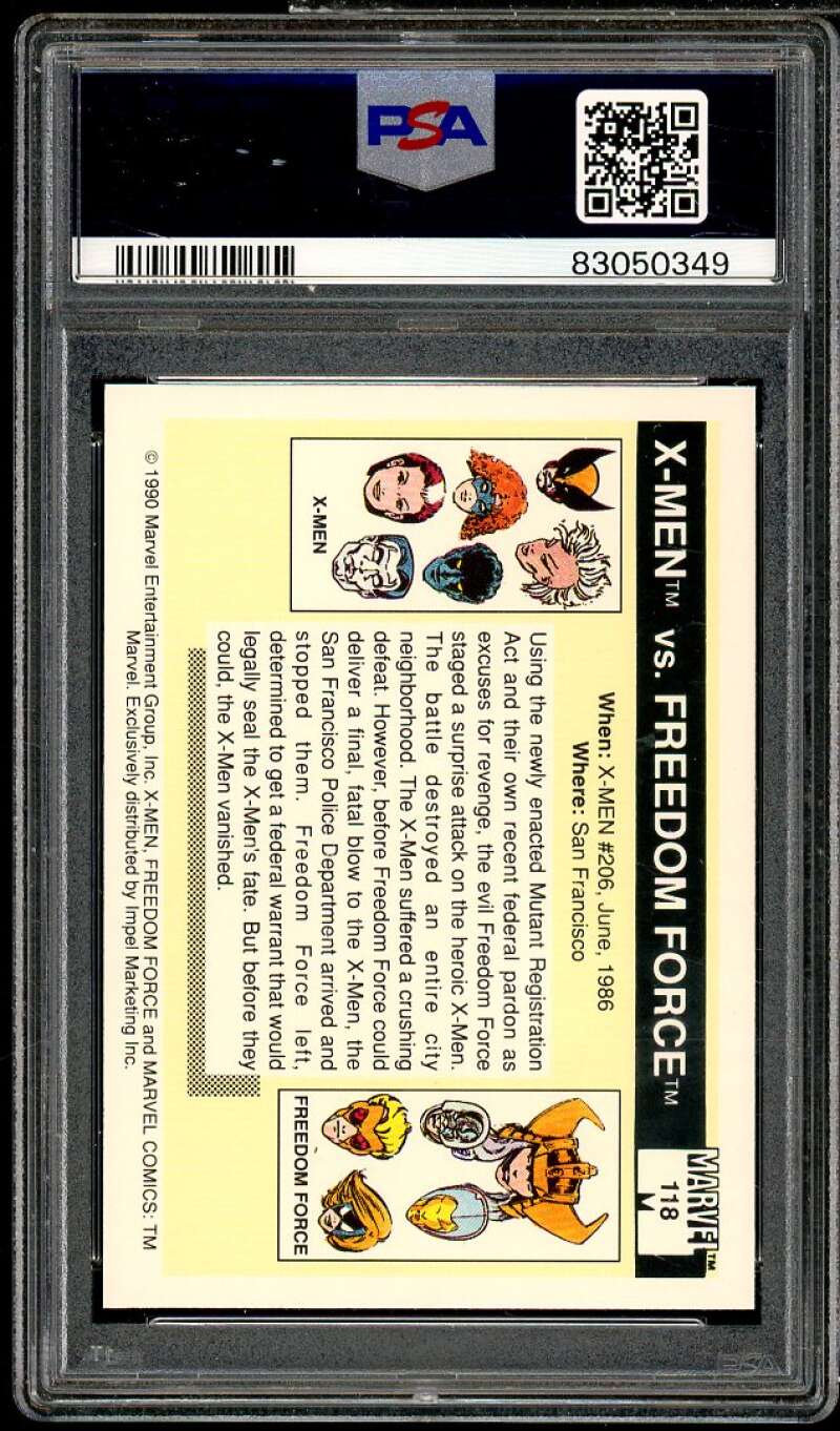 X-Men vs Freecom Force Card 1990 Marvel Universe #118 PSA 6 Image 2