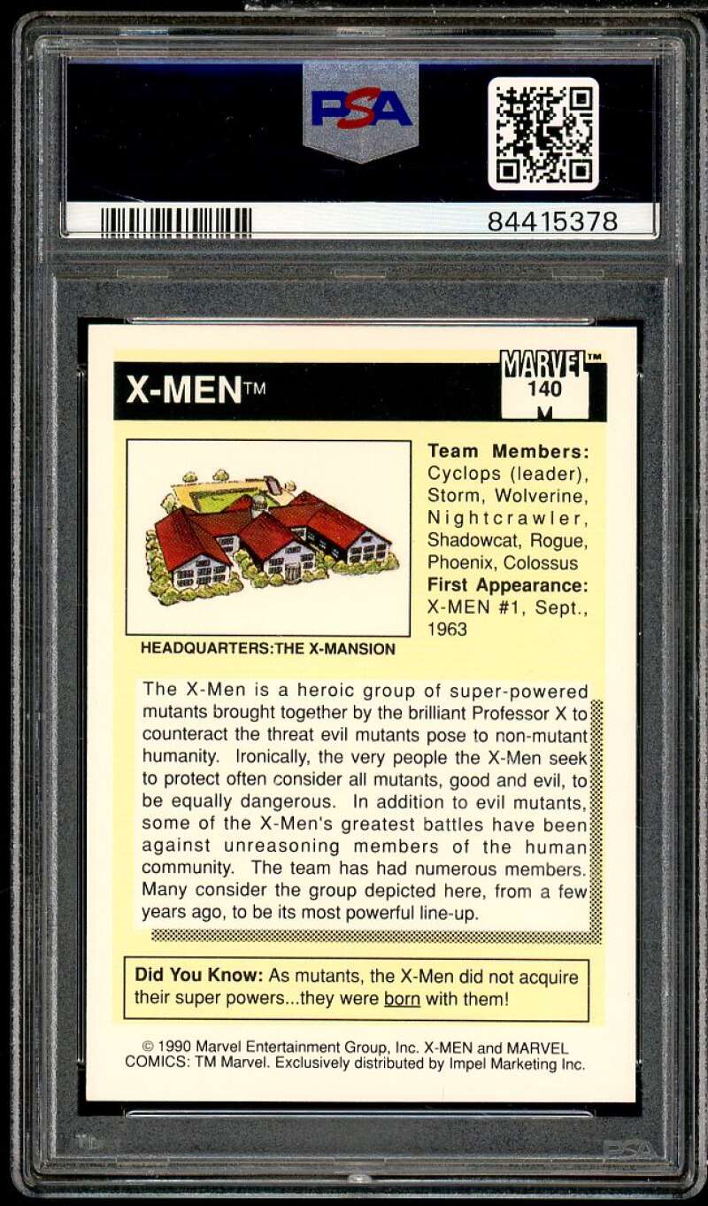 X-Men Card 1990 Marvel Universe #140 PSA 6 Image 2