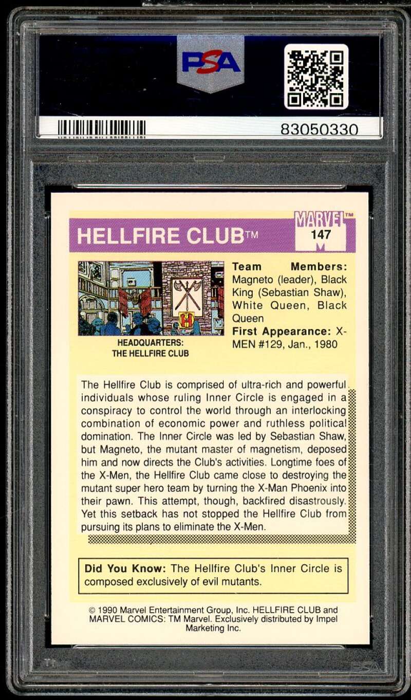 Hellfire Club Card 1990 Marvel Universe #147 PSA 4 Image 2