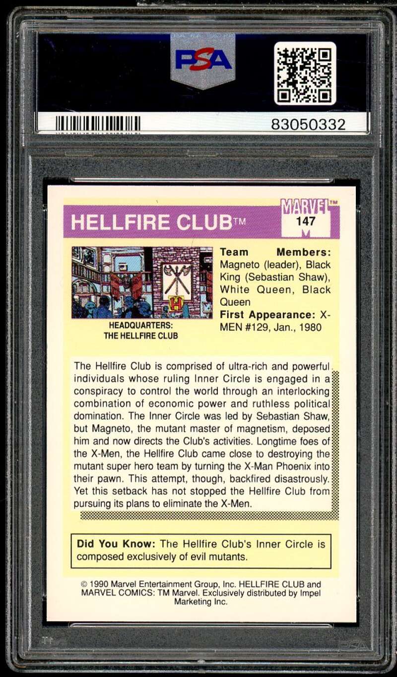 Hellfire Club Card 1990 Marvel Universe #147 PSA 6 Image 2